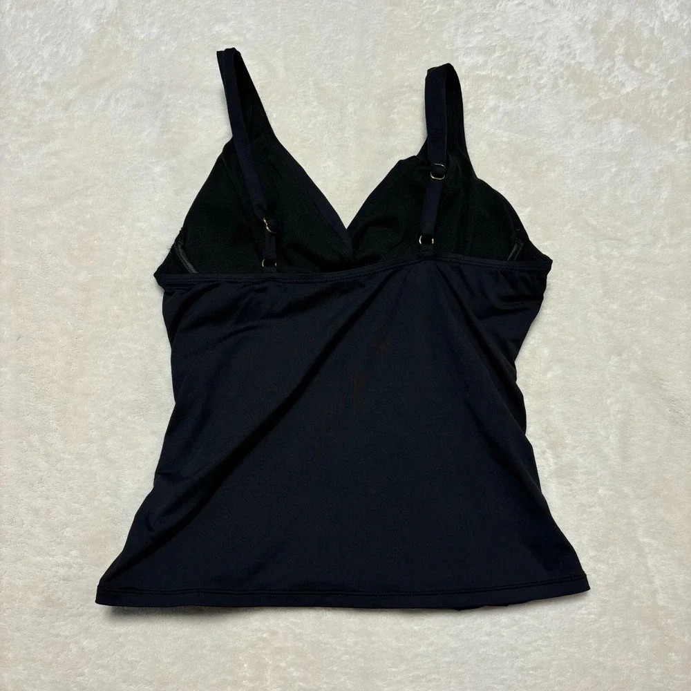 Lauren Ralph Lauren Womens Tankini Top Size 8 Black‎ Padded Beach Resortwear